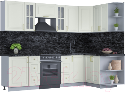 Готовая кухня Интерлиния Мила Шато 1.5x2.7 правая - фото