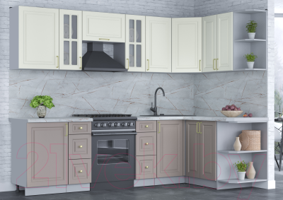 Готовая кухня Интерлиния Мила Шато 1.5x2.7 правая