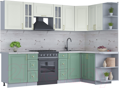 Готовая кухня Интерлиния Мила Шато 1.5x2.7 правая - фото