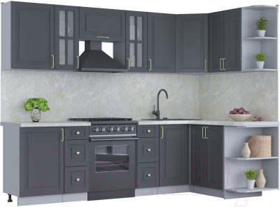 Готовая кухня Интерлиния Мила Шато 1.5x2.7 правая - фото