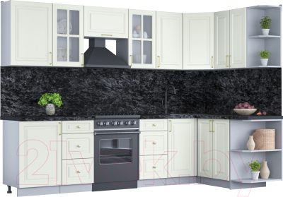 Готовая кухня Интерлиния Мила Шато 1.5x2.9 правая - фото