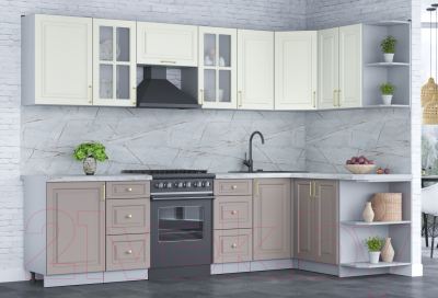 Готовая кухня Интерлиния Мила Шато 1.5x2.9 правая