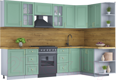 Готовая кухня Интерлиния Мила Шато 1.5x2.9 правая - фото