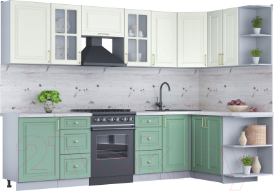 Готовая кухня Интерлиния Мила Шато 1.5x2.9 правая - фото