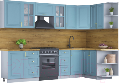 Готовая кухня Интерлиния Мила Шато 1.5x2.9 правая - фото