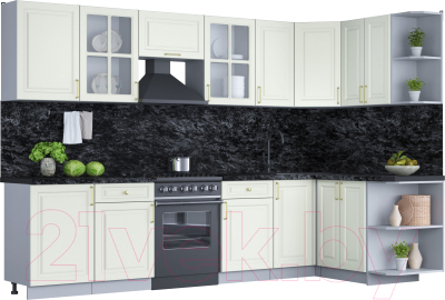 Готовая кухня Интерлиния Мила Шато 1.5x3.1 правая - фото