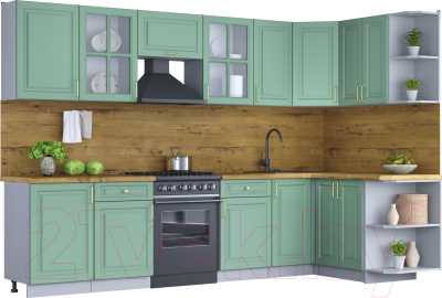 Готовая кухня Интерлиния Мила Шато 1.5x3.1 правая - фото