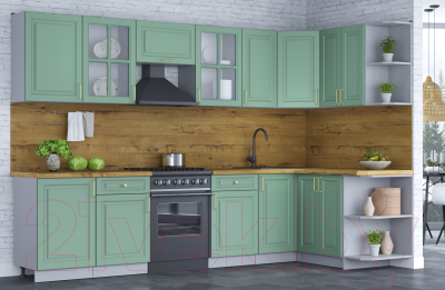 Готовая кухня Интерлиния Мила Шато 1.5x3.1 правая