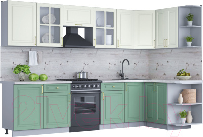 Готовая кухня Интерлиния Мила Шато 1.5x3.1 правая - фото