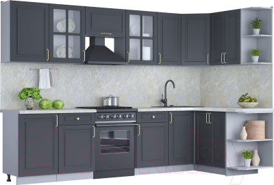 Готовая кухня Интерлиния Мила Шато 1.5x3.1 правая - фото