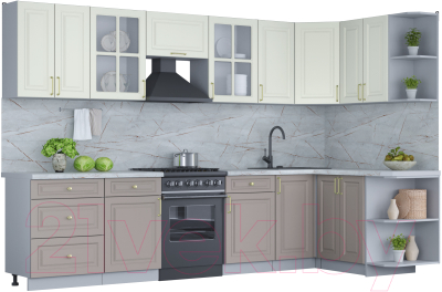 Готовая кухня Интерлиния Мила Шато 1.5x3.2 правая - фото