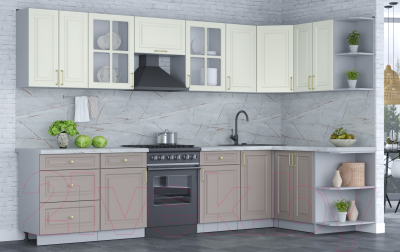 Готовая кухня Интерлиния Мила Шато 1.5x3.2 правая