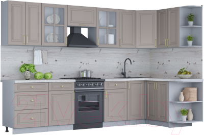 Готовая кухня Интерлиния Мила Шато 1.5x3.2 правая - фото