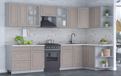 Готовая кухня Интерлиния Мила Шато 1.5x3.2 правая