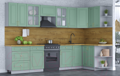 Готовая кухня Интерлиния Мила Шато 1.5x3.2 правая