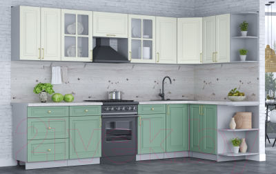 Готовая кухня Интерлиния Мила Шато 1.5x3.2 правая