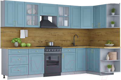 Готовая кухня Интерлиния Мила Шато 1.5x3.2 правая - фото