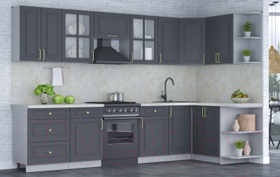 Готовая кухня Интерлиния Мила Шато 1.5x3.2 правая