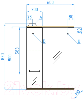 Шкаф с зеркалом для ванной Style Line Ориноко 60 (с подсветкой)