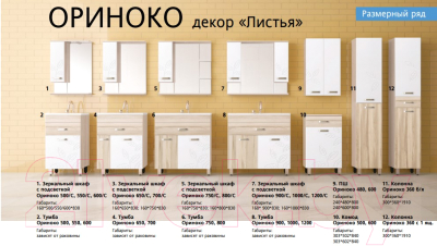 Шкаф с зеркалом для ванной Style Line Ориноко 100 (с подсветкой)