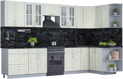 Готовая кухня Интерлиния Мила Шато 1.5x3.3 правая - фото