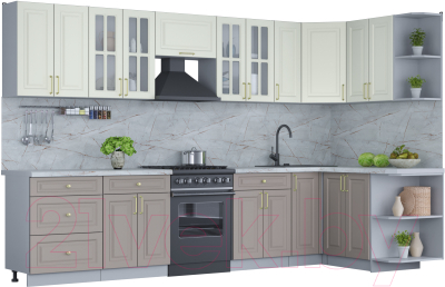 Готовая кухня Интерлиния Мила Шато 1.5x3.3 правая - фото