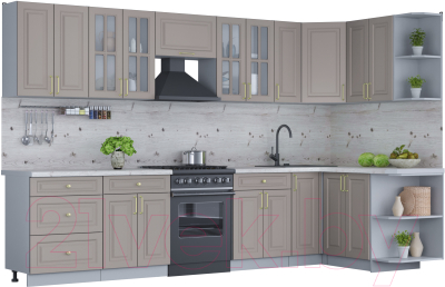 Готовая кухня Интерлиния Мила Шато 1.5x3.3 правая - фото