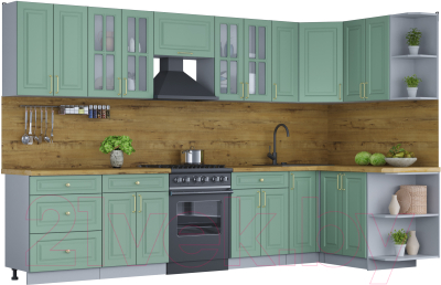 Готовая кухня Интерлиния Мила Шато 1.5x3.3 правая - фото