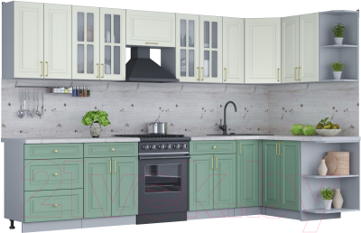 Готовая кухня Интерлиния Мила Шато 1.5x3.3 правая - фото