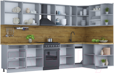 Готовая кухня Интерлиния Мила Шато 1.5x3.3 правая