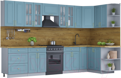 Готовая кухня Интерлиния Мила Шато 1.5x3.3 правая - фото