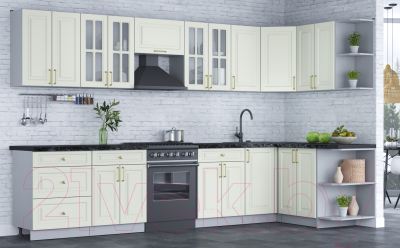 Готовая кухня Интерлиния Мила Шато 1.5x3.4 правая