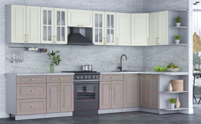 Готовая кухня Интерлиния Мила Шато 1.5x3.4 правая - фото