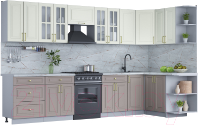 Готовая кухня Интерлиния Мила Шато 1.5x3.4 правая