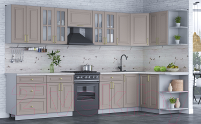 Готовая кухня Интерлиния Мила Шато 1.5x3.4 правая - фото