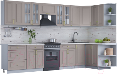 Готовая кухня Интерлиния Мила Шато 1.5x3.4 правая