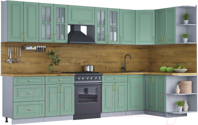 Готовая кухня Интерлиния Мила Шато 1.5x3.4 правая - фото