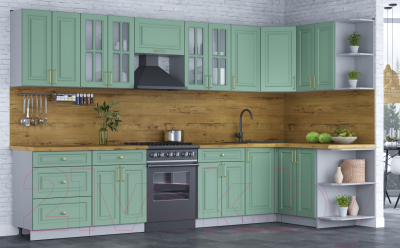 Готовая кухня Интерлиния Мила Шато 1.5x3.4 правая