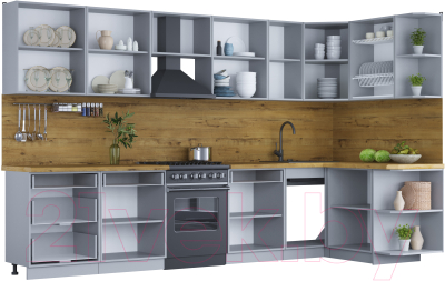 Готовая кухня Интерлиния Мила Шато 1.5x3.4 правая