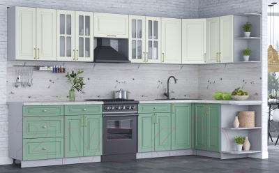 Готовая кухня Интерлиния Мила Шато 1.5x3.4 правая