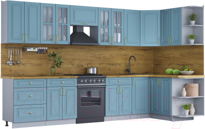 Готовая кухня Интерлиния Мила Шато 1.5x3.4 правая - фото