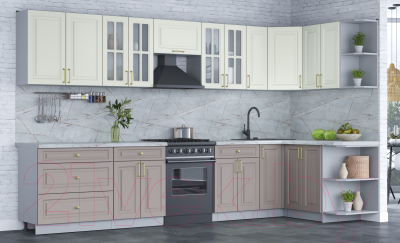 Готовая кухня Интерлиния Мила Шато 1.5x3.5 правая