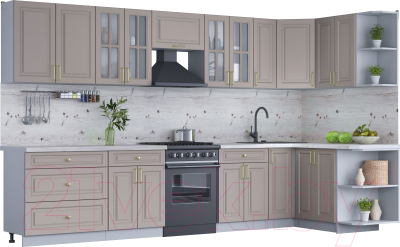 Готовая кухня Интерлиния Мила Шато 1.5x3.5 правая - фото