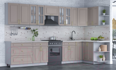 Готовая кухня Интерлиния Мила Шато 1.5x3.5 правая