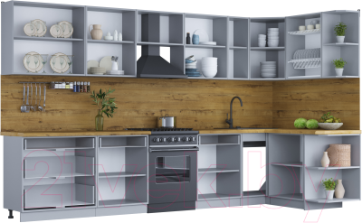 Готовая кухня Интерлиния Мила Шато 1.5x3.5 правая