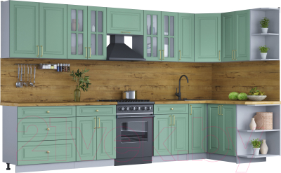 Готовая кухня Интерлиния Мила Шато 1.5x3.5 правая - фото