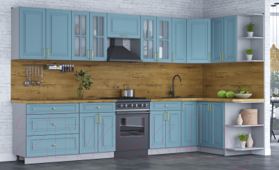 Готовая кухня Интерлиния Мила Шато 1.5x3.5 правая