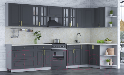 Готовая кухня Интерлиния Мила Шато 1.5x3.5 правая