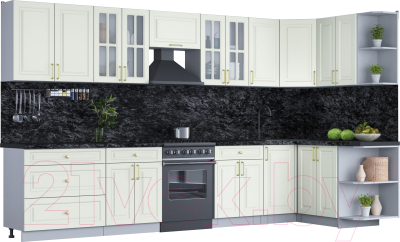 Готовая кухня Интерлиния Мила Шато 1.5x3.6 правая - фото