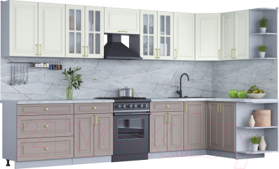 Готовая кухня Интерлиния Мила Шато 1.5x3.6 правая - фото